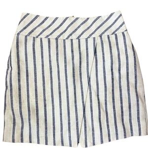 J Crew Linen Striped Crossover Cream Blue Skirt